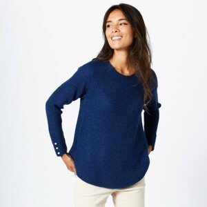 Blancheporte Volný pulovr s knoflíčkovými manžetami temně modrá 42/44