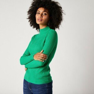 Blancheporte Žebrovaný pulovr se stojáčkem zelená 52