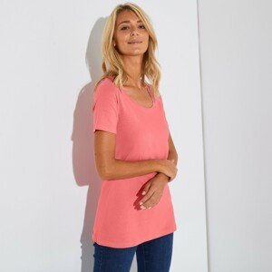 Blancheporte Jednobarevné tričko s kulatým výstřihem, eco-friendly korálová 42/44