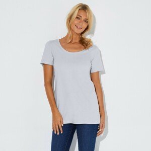 Blancheporte Jednobarevné tričko s kulatým výstřihem, eco-friendly perlově šedá 34/36