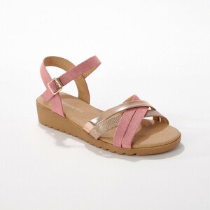 Blancheporte Páskové sandály na klínku, béžové/ růžové béžová/růžová 36