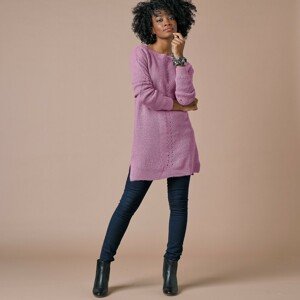 Blancheporte Tunikový pulovr s dlouhými rukávy purpurově šedá 34/36