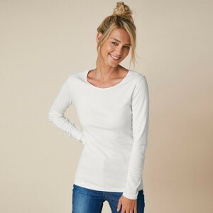 Blancheporte Jednobarevné tričko s dlouhými rukávy, bio bavlna bílá 42/44