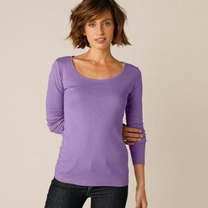 Blancheporte Jednobarevné tričko s dlouhými rukávy, bio bavlna lila 52