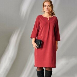 Blancheporte Šaty se 3/4 rukávy a s průstřihem ve výstřihu tmavě červená 50
