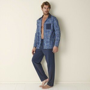 Blancheporte Pyžamo s kalhotami a dlouhými rukávy námořnická modrá 127/136 (3XL)