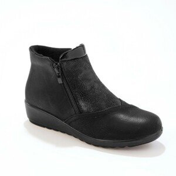 Blancheporte Kotníkové boty s efektem 2 materiálů, s fleecovou podšívkou, černé černá 36