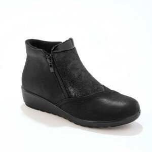 Blancheporte Kotníkové boty s efektem 2 materiálů, s fleecovou podšívkou, černé černá 37