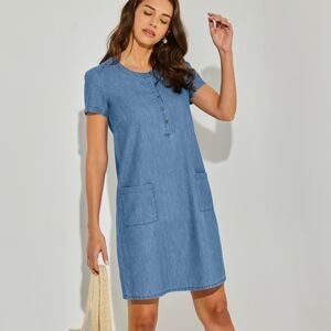 Blancheporte Džínové rovné šaty, eco-friendly sepraná modrá 40