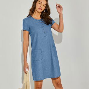 Blancheporte Džínové rovné šaty, eco-friendly sepraná modrá 54