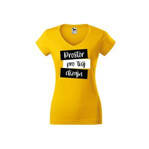 MMO Dámské tričko (v-střih) s vlastním potiskem Barva: Žlutá, Velikost: M