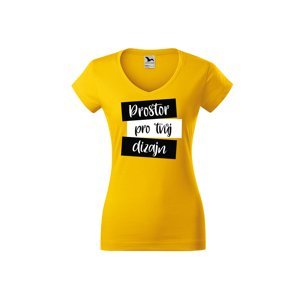 MMO Dámské tričko (v-střih) s vlastním potiskem Barva: Žlutá, Velikost: XL