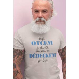 MMO Pánské tričko Stát se dědečkem je dar Barva: Ledově šedá, Velikost: XL