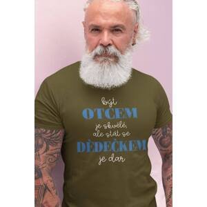 MMO Pánské tričko Stát se dědečkem je dar Barva: Khaki, Velikost: L