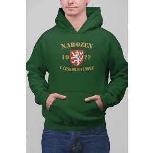 Pánská mikina Narozen v Československu Barva: Láhvově zelená, Velikost: L