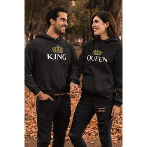 MMO Mikiny pro páry King Queen Gold Barva: Černá, Dámska velikost: XS, Pánska velikost: 4XL