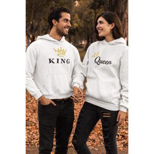 MMO Mikiny pro páry KING/QUEEN Barva: Bílá, Dámska velikost: M, Pánska velikost: 4XL