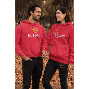 MMO Mikiny pro páry KING/QUEEN Barva: Červená, Dámska velikost: M, Pánska velikost: 4XL