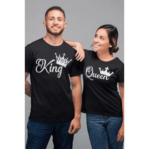 MMO Trička pro páry King Queen Barva: Černá, Dámska velikost: M, Pánska velikost: 4XL