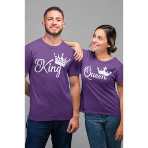 MMO Trička pro páry King Queen Barva: Fialová, Dámska velikost: 2XL, Pánska velikost: 4XL