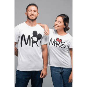 MMO Trička pro páry MR a MRS Barva: Bílá, Dámska velikost: 2XL, Pánska velikost: XS