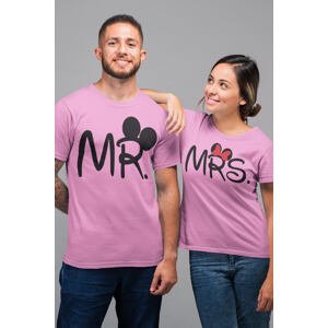 MMO Trička pro páry MR a MRS Barva: Růžová, Dámska velikost: 2XL, Pánska velikost: M