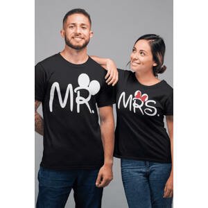 MMO Trička pro páry MR a MRS Barva: Černá, Dámska velikost: 2XL, Pánska velikost: S