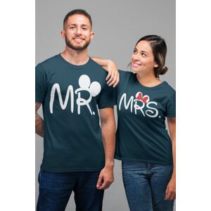 MMO Trička pro páry MR a MRS Barva: Petrolejová, Dámska velikost: XS, Pánska velikost: 2XL