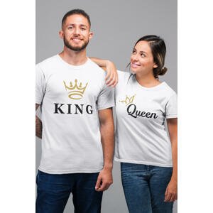 MMO Trička pro páry KING/QUEEN Barva: Bílá, Dámska velikost: 2XL, Pánska velikost: XL