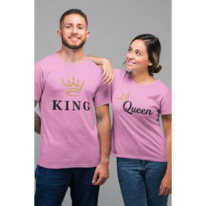 MMO Trička pro páry KING/QUEEN Barva: Růžová, Dámska velikost: L, Pánska velikost: L