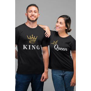 MMO Trička pro páry KING/QUEEN Barva: Černá, Dámska velikost: 2XL, Pánska velikost: S