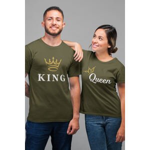 MMO Trička pro páry KING/QUEEN Barva: Khaki, Dámska velikost: XS, Pánska velikost: XS