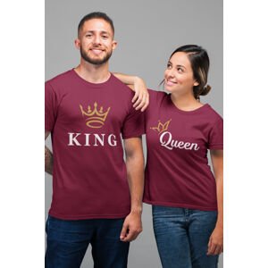 MMO Trička pro páry KING/QUEEN Barva: Marlboro červená, Dámska velikost: 2XL, Pánska velikost: 3XL