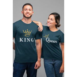 MMO Trička pro páry KING/QUEEN Barva: Petrolejová, Dámska velikost: 2XL, Pánska velikost: M