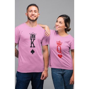 MMO Trička pro páry K a Q Barva: Růžová, Dámska velikost: XL, Pánska velikost: XL