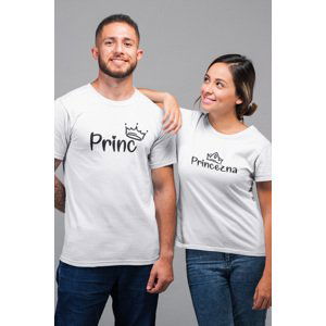 MMO Trička pro páry Princ a princezna Barva: Bílá, Dámska velikost: 2XL, Pánska velikost: XS