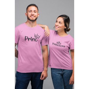 MMO Trička pro páry Princ a princezna Barva: Růžová, Dámska velikost: L, Pánska velikost: XL