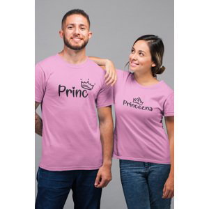 MMO Trička pro páry Princ a princezna Barva: Růžová, Dámska velikost: XS, Pánska velikost: 3XL