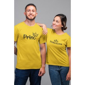 MMO Trička pro páry Princ a princezna Barva: Žlutá, Dámska velikost: 2XL, Pánska velikost: M