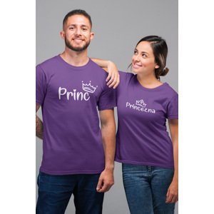 MMO Trička pro páry Princ a princezna Barva: Fialová, Dámska velikost: 2XL, Pánska velikost: S