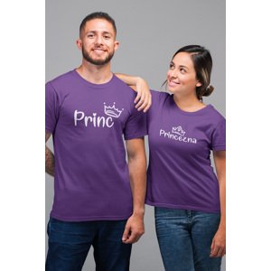 MMO Trička pro páry Princ a princezna Barva: Fialová, Dámska velikost: S, Pánska velikost: 2XL