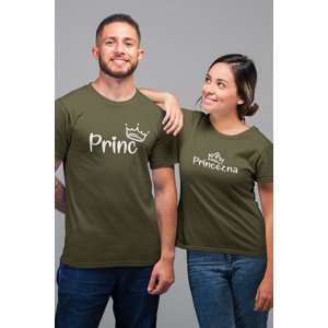 MMO Trička pro páry Princ a princezna Barva: Khaki, Dámska velikost: L, Pánska velikost: 2XL