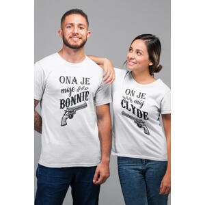 MMO Trička pro páry Bonnie a Clyde Barva: Bílá, Dámska velikost: 2XL, Pánska velikost: S