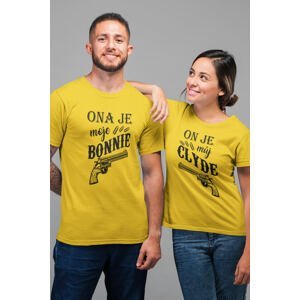 MMO Trička pro páry Bonnie a Clyde Barva: Žlutá, Dámska velikost: XL, Pánska velikost: S