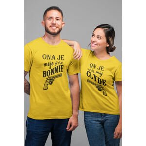 MMO Trička pro páry Bonnie a Clyde Barva: Žlutá, Dámska velikost: 2XL, Pánska velikost: 3XL