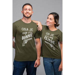 MMO Trička pro páry Bonnie a Clyde Barva: Khaki, Dámska velikost: 2XL, Pánska velikost: XL