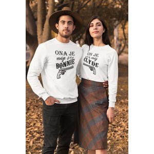 MMO Unisex mikiny pro páry Bonnie a Clyde Barva: Bílá, Dámska velikost: 2XL, Pánska velikost: XS