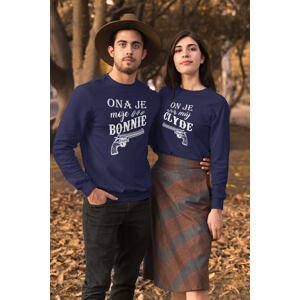 MMO Unisex mikiny pro páry Bonnie a Clyde Barva: Královská modrá, Dámska velikost: 2XL, Pánska velikost: L