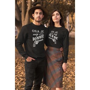 MMO Unisex mikiny pro páry Bonnie a Clyde Barva: Černá, Dámska velikost: 2XL, Pánska velikost: XL