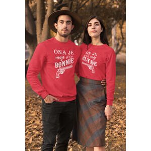 MMO Unisex mikiny pro páry Bonnie a Clyde Barva: Červená, Dámska velikost: XL, Pánska velikost: XS